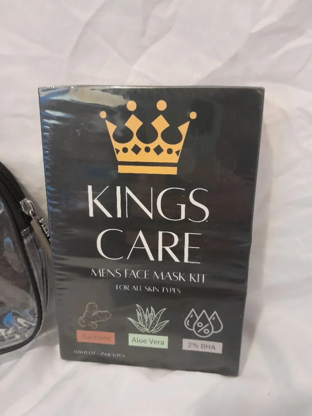 Kings Care Men's 6-Pc Face Mask Kit with Clear Travel Bag - New & Sealed Set - Picture 2 of 10